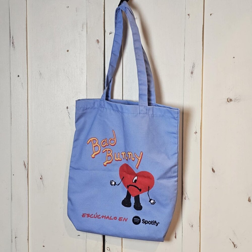 Bad Bunny Spotify Promo Tote Bag – Blue Graphic, Unisex